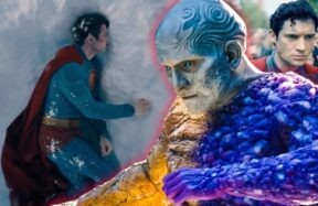 Anthony Carrigan as Metamorpho and Isabela Merced as Hawkgirl in James Gunn’s Superman