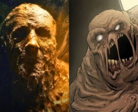 Live-action and comic versions of Clayface in James Gunn’s R-rated DC horror movie adaptation