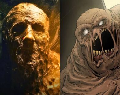 Live-action and comic versions of Clayface in James Gunn’s R-rated DC horror movie adaptation