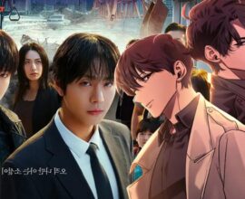 Side-by-side comparison of the live-action cast and webtoon characters from Omniscient Reader’s Viewpoint, showcasing Kim Dokja and Yoo Joonghyuk with apocalyptic background and supporting characters