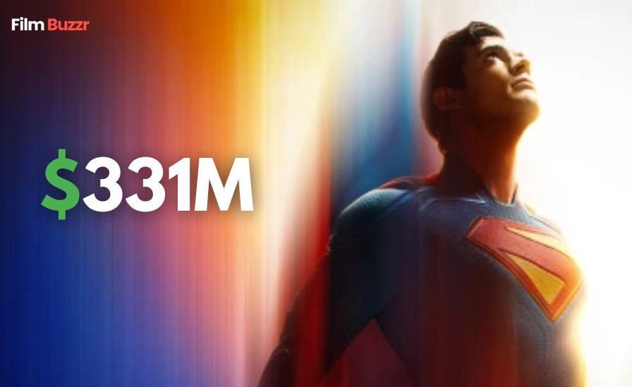Superman movie poster highlighting record-breaking U.S. box office earnings surpassing Batman v Superman