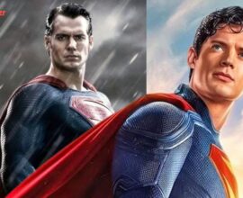 Superman movie poster highlighting record-breaking U.S. box office earnings surpassing Batman v Superman
