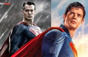Superman movie poster highlighting record-breaking U.S. box office earnings surpassing Batman v Superman