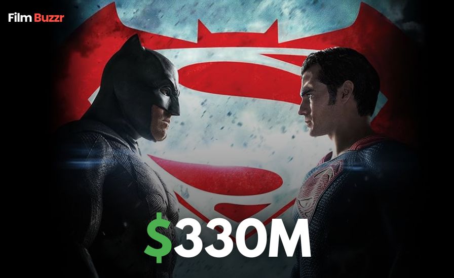 Superman movie poster highlighting record-breaking U.S. box office earnings surpassing Batman v Superman