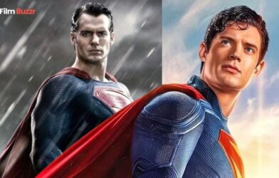 Superman movie poster highlighting record-breaking U.S. box office earnings surpassing Batman v Superman