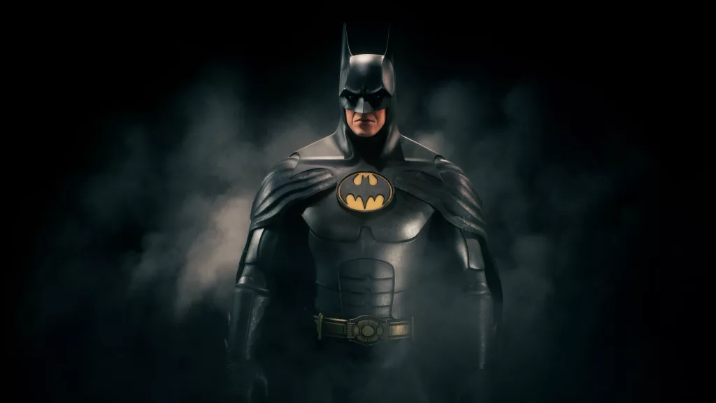 Tim Burton’s Batman and Batman Returns characters – Michael Keaton as Batman, Michelle Pfeiffer as Catwoman, Danny DeVito as Penguin, Jack Nicholson’s Joker — official poster for August 25 Dolby Cinema re-release at AMC, classic DC superhero movies.