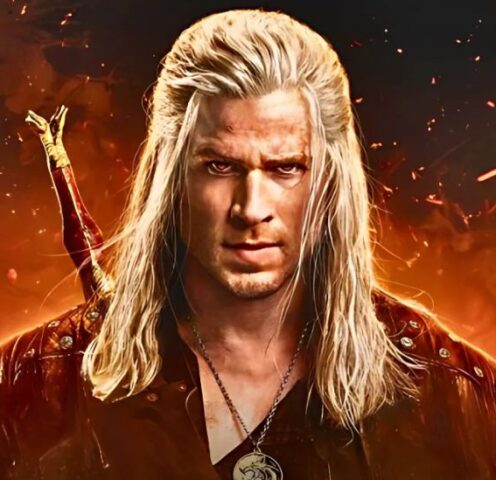 First official look at Liam Hemsworth as Geralt of Rivia in The Witcher Season 4, wearing Geralt’s iconic armor and holding a sword.