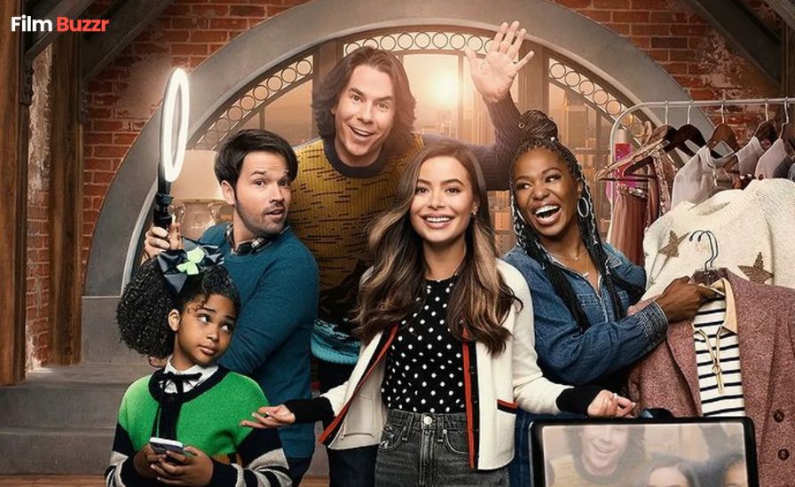 Miranda Cosgrove as Carly Shay with the iCarly reboot cast, set to return in the upcoming iCarly movie 2026.