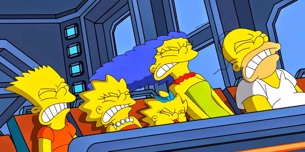 bart-lisa-maggie-marge-and-homer-all-wince-in-a-spaceship-from-the-simpsons