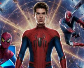 Andrew Garfield as Spider-Man standing in front of a multiverse portal, surrounded by glowing timelines and shattered universes, symbolizing his rumored return in Avengers: Secret Wars (2027) — cinematic lighting, epic Marvel tone — image ratio 16:9