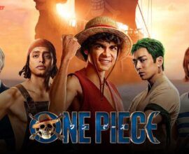 A cinematic digital painting of Luffy and the Straw Hat Pirates sailing on the Going Merry into the Grand Line at sunset, surrounded by glowing ocean waves and golden light, with each crew member in determined poses, symbolizing adventure and hope.