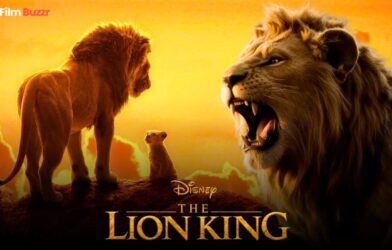 Concept art showing Simba’s Pride and the Pride Lands from Disney’s upcoming Lion King movie sequel — cinematic sunset view with lion silhouettes.