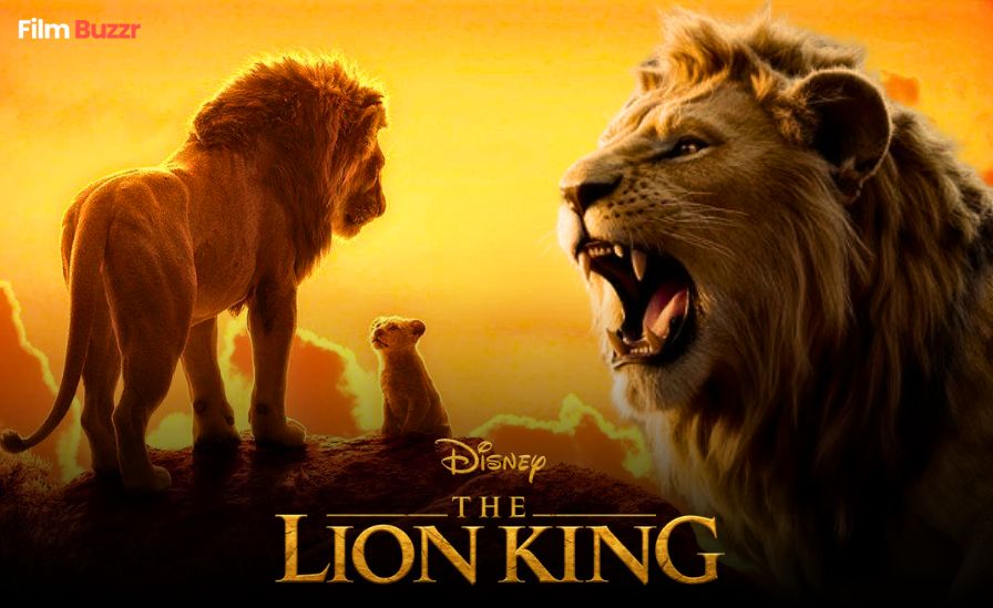 Concept art showing Simba’s Pride and the Pride Lands from Disney’s upcoming Lion King movie sequel — cinematic sunset view with lion silhouettes.