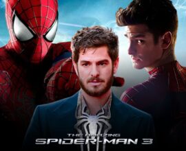 Concept poster showing Andrew Garfield as Spider-Man, featuring two versions of his Spider-Man suit from The Amazing Spider-Man films, with a cinematic background hinting at The Amazing Spider-Man 3.