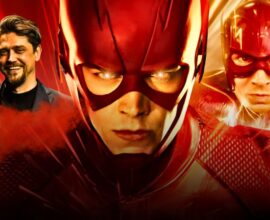 Ezra Miller as The Flash running through a lightning-filled multiverse scene from DC’s 2023 film The Flash, directed by Andy Muschietti, symbolizing the movie’s chaotic energy and box office downfall.