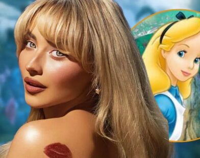 Sabrina Carpenter in a magical Wonderland setting for the upcoming live-action musical Alice in Wonderland by Universal Pictures.