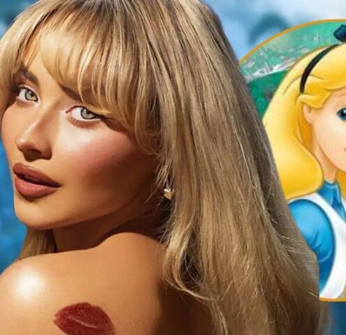 Sabrina Carpenter in a magical Wonderland setting for the upcoming live-action musical Alice in Wonderland by Universal Pictures.