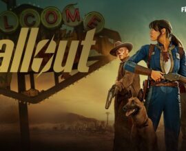 Fallout Season 2 official poster on Prime Video featuring Lucy, The Ghoul, and New Vegas
