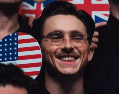 Timothée Chalamet as Marty Mauser in Marty Supreme official poster