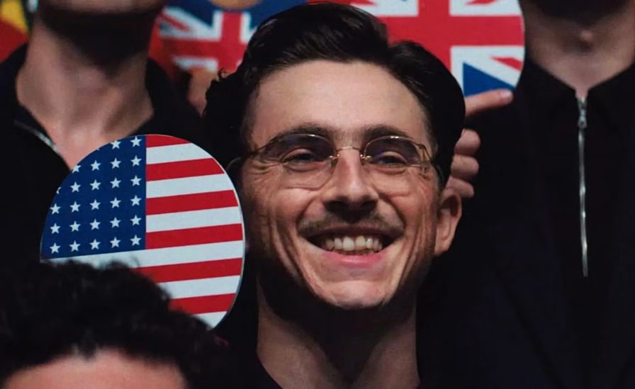 Timothée Chalamet as Marty Mauser in Marty Supreme official poster