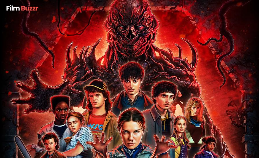 Stranger Things Season 5 official poster with cast facing the Upside Down