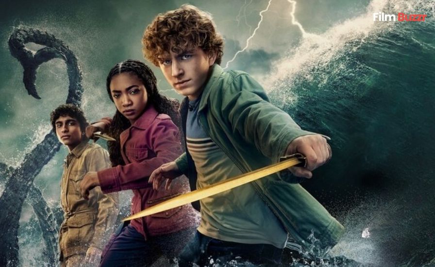 Percy Jackson Season 2 official poster with Walker Scobell, Leah Jeffries, Aryan Simhadri on Disney+