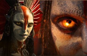 Avatar: Fire and Ash official poster featuring the Sully family and Na'vi clans