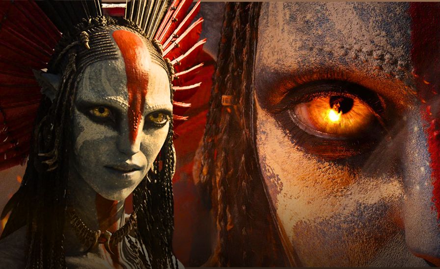 Avatar: Fire and Ash official poster featuring the Sully family and Na'vi clans