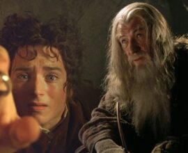 Ian McKellen as Gandalf and Elijah Wood as Frodo in The Lord of the Rings