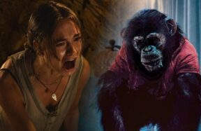 Primate movie 2026 poster chimpanzee horror Nicholas Hoult