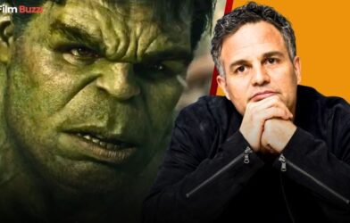 Mark Ruffalo as Hulk in the Marvel Cinematic Universe with Avengers lineup in the background